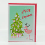 Funky Flamingo Christmas 5"x7" greeting card