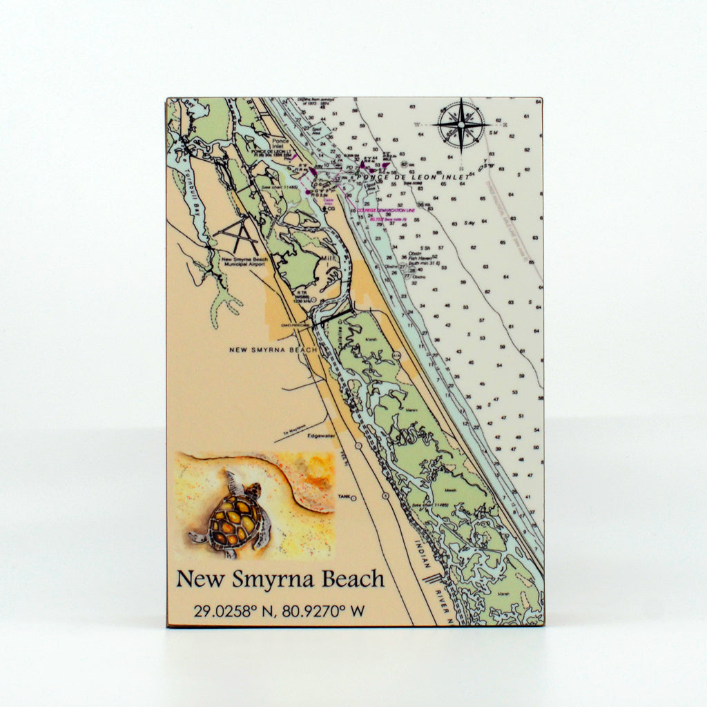 New Smyrna Beach Nautical Chart Box Sign 5" x 7"