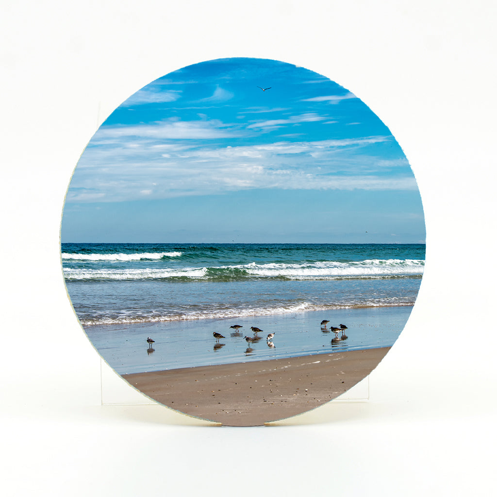 New Smyrna Beach photograph on a round rubber drink coaster