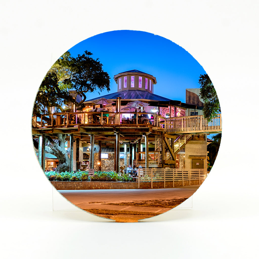 Norwoods Restaurant in New Smyrna Beach Florida Photograph on a Round Rubber Home Coaster
