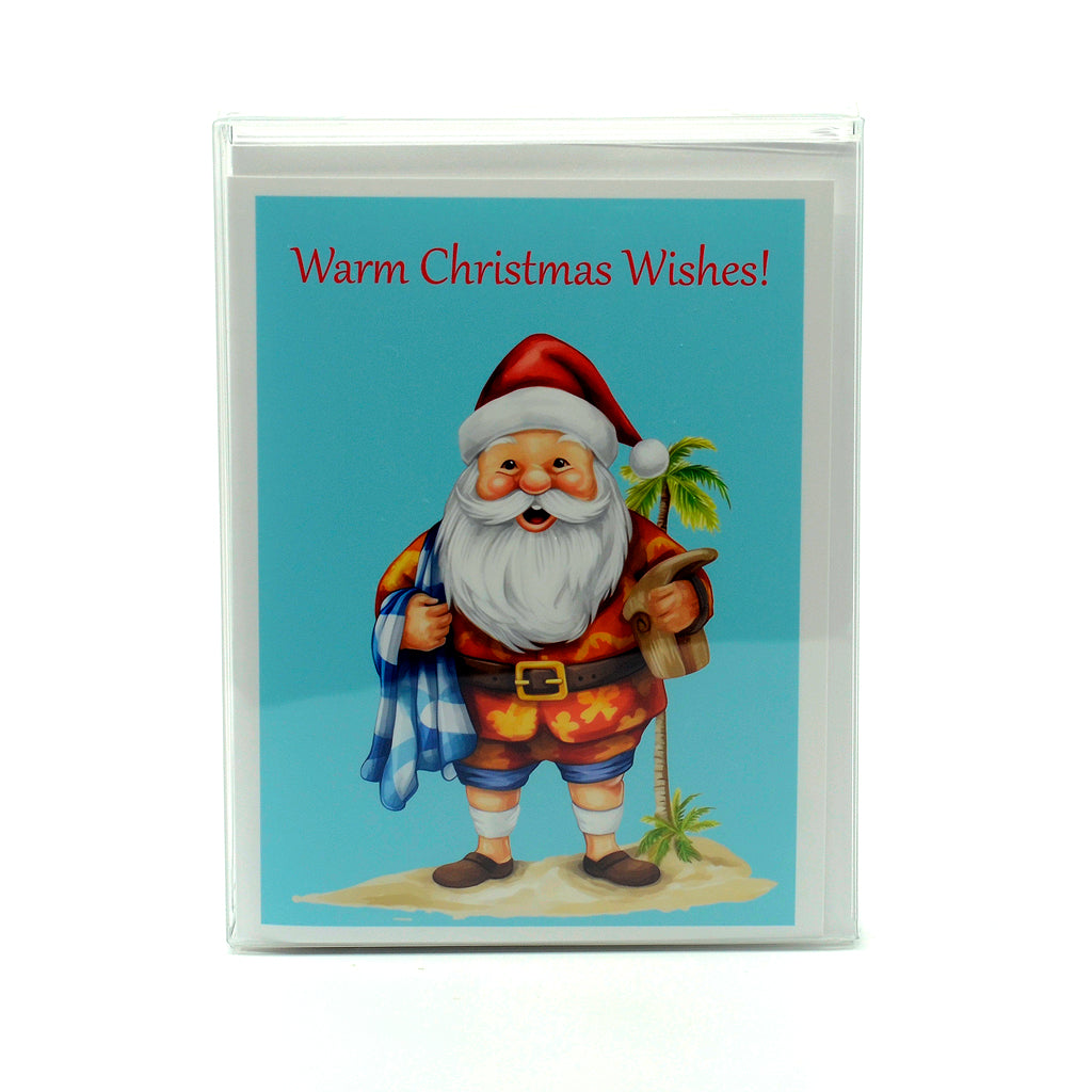 A box of 5 different Santa Claus Christmas greeting cards
