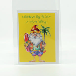 Christmas by the Sea:  A Shore Thing - Santa Claus Christmas Greeting Card