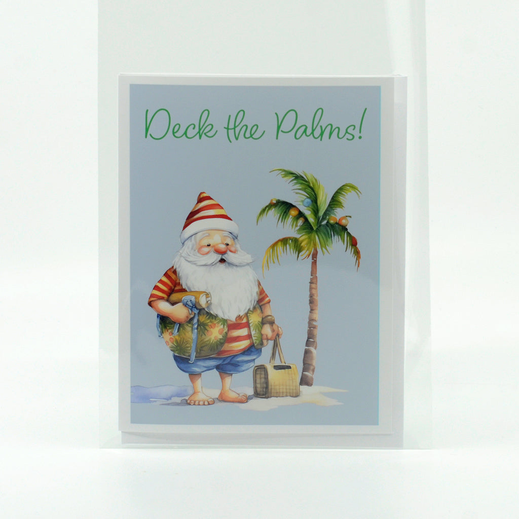 Deck the Palms-Santa Claus Christmas Greeting Card