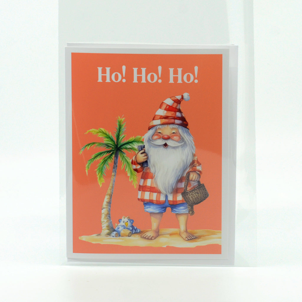 Ho! Ho! Ho!  Santa Claus at the Beach Christmas Notecard