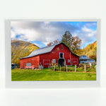Old Red Barn photograph on a glossy greeting card 5"x7"