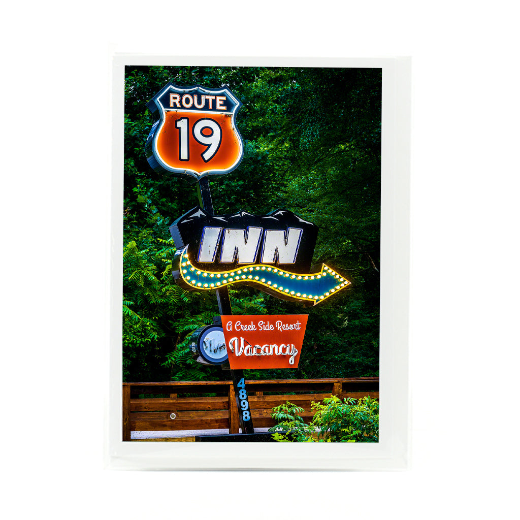 Route 19 Inn Sign Photograph on a 5"x7" glossy greeting card