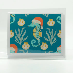 Santa Seahorse Christmas Greeting Card