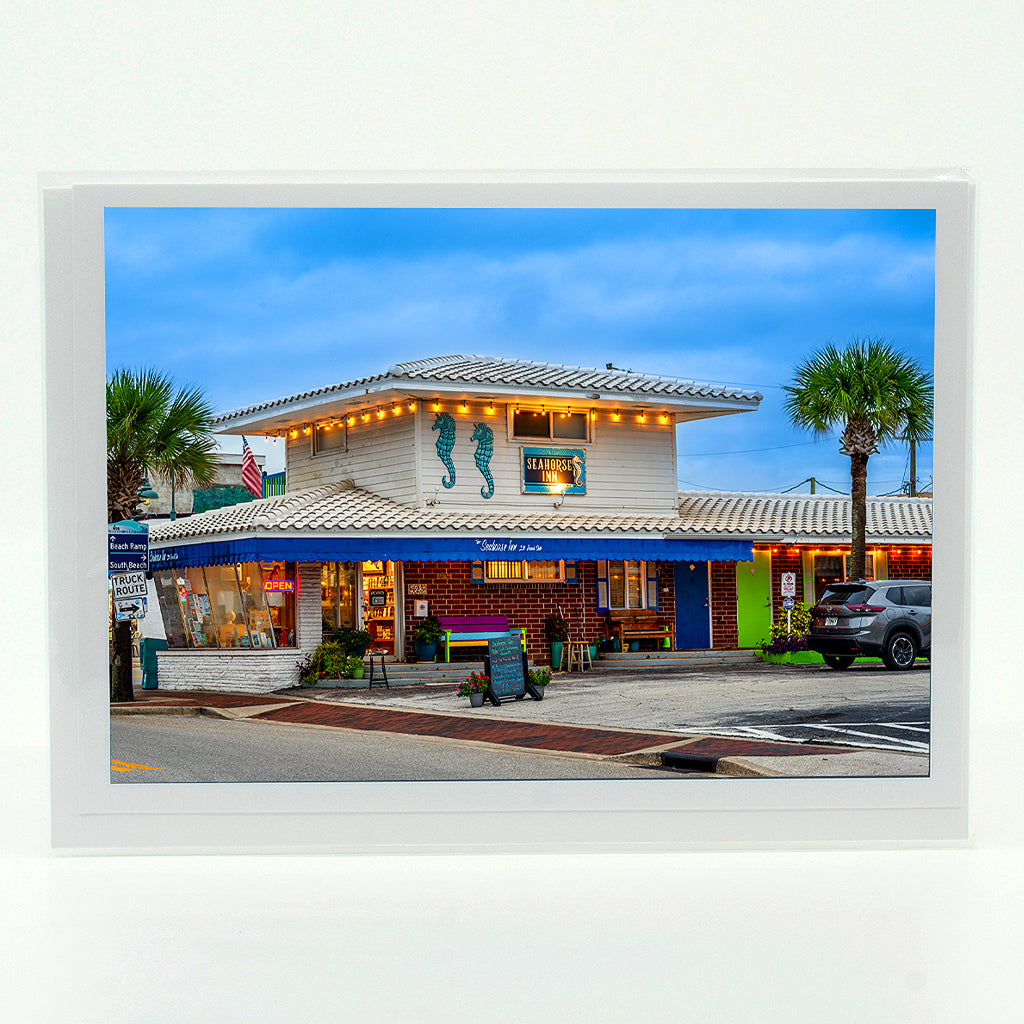 Seahorse Inn photograph in New Smyrna Beach, Florida on a greeting card