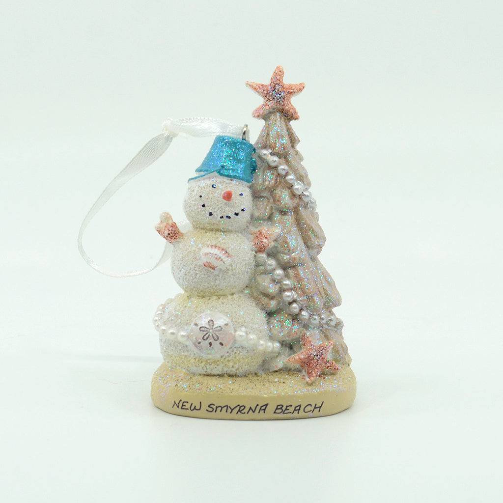 Ornament with Sand Snowman and Shell Christmas Tree