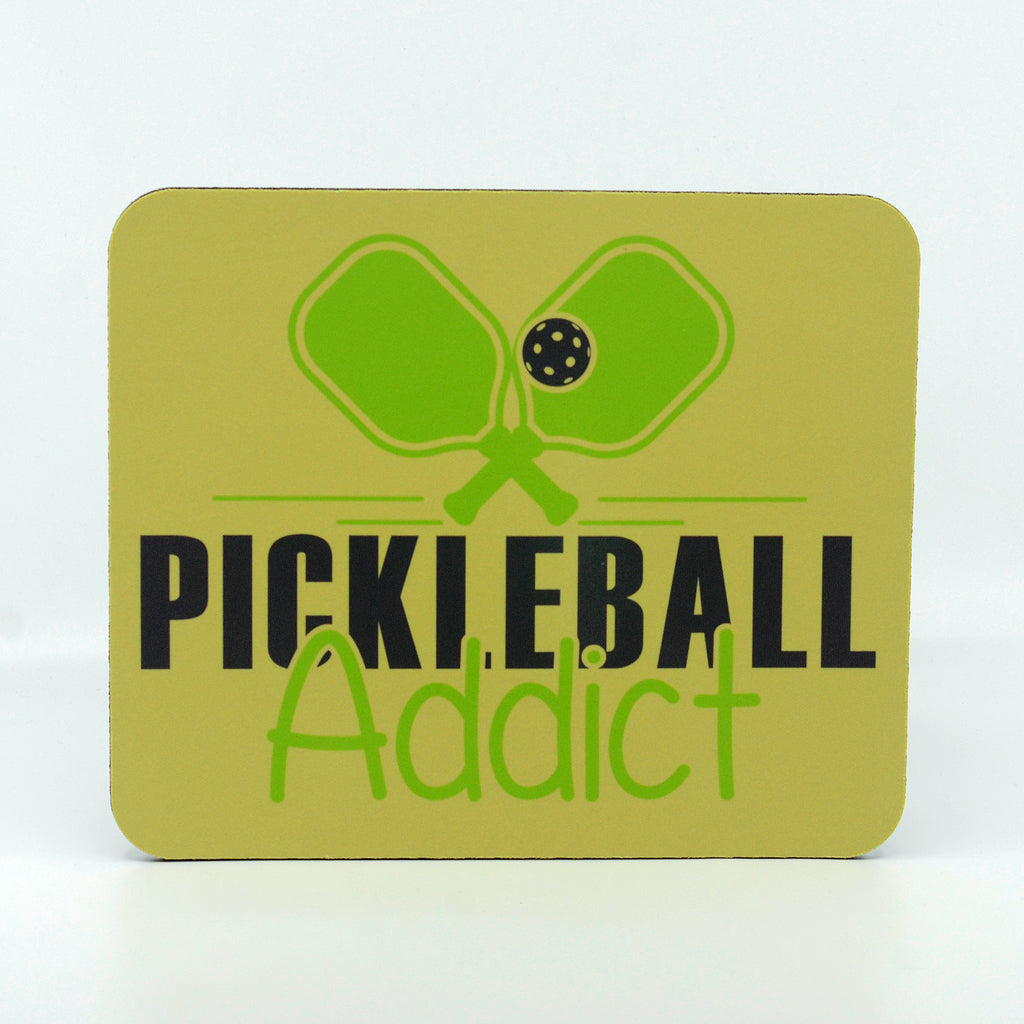 Pickleball Addict on a rectangle rubber mouse pad