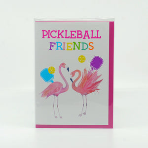 Pickleball Friends Flamingos Greeting Card