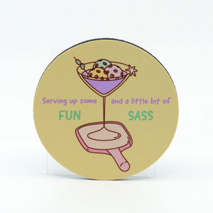 Pickleball-Serving up some Fun and a little bit of Sass graphics on a round rubber home coaster