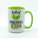 Pickleball King graphics on a coffee mug