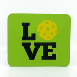 Pickleball Love on a rectangle rubber mouse pad
