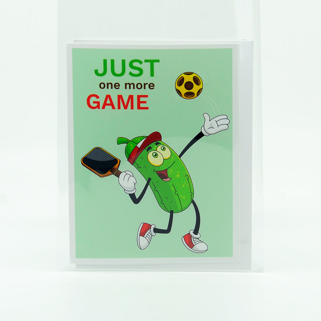 Pickleball-One More Game Graphics on a notecard