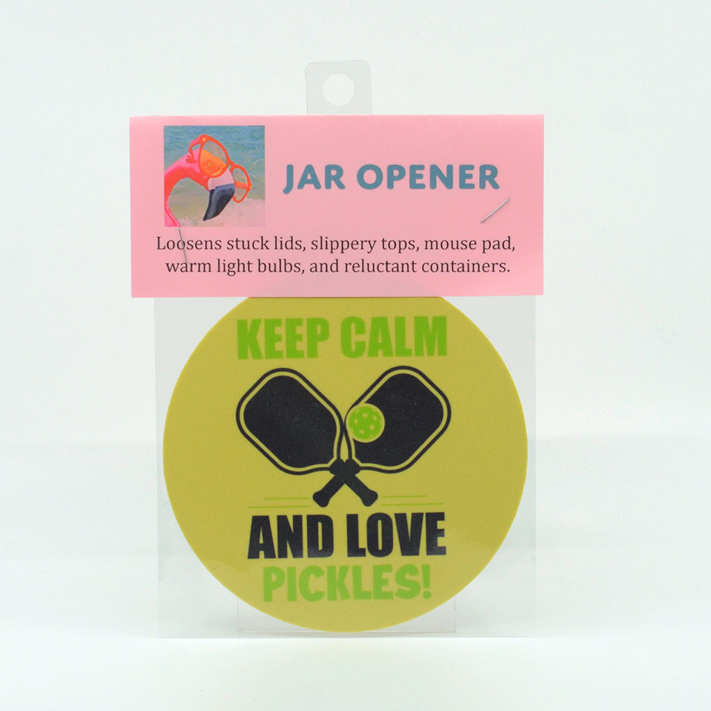 Pickleball-Keep Calm and Love Pickles round rubber jar opener