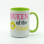 Pickleball Queen graphics on a coffee mug