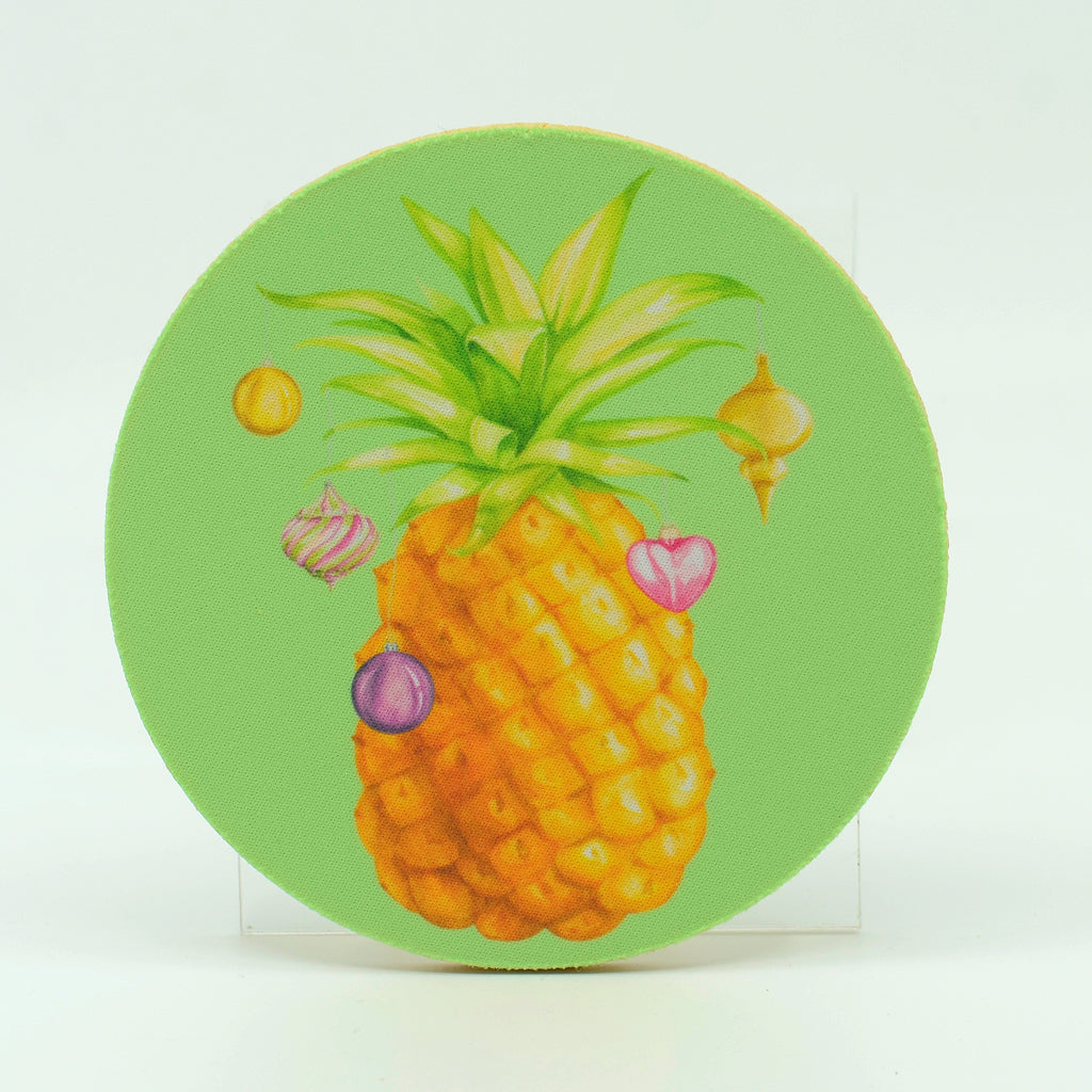 Pineapple Christmas Rubber Home Coaster