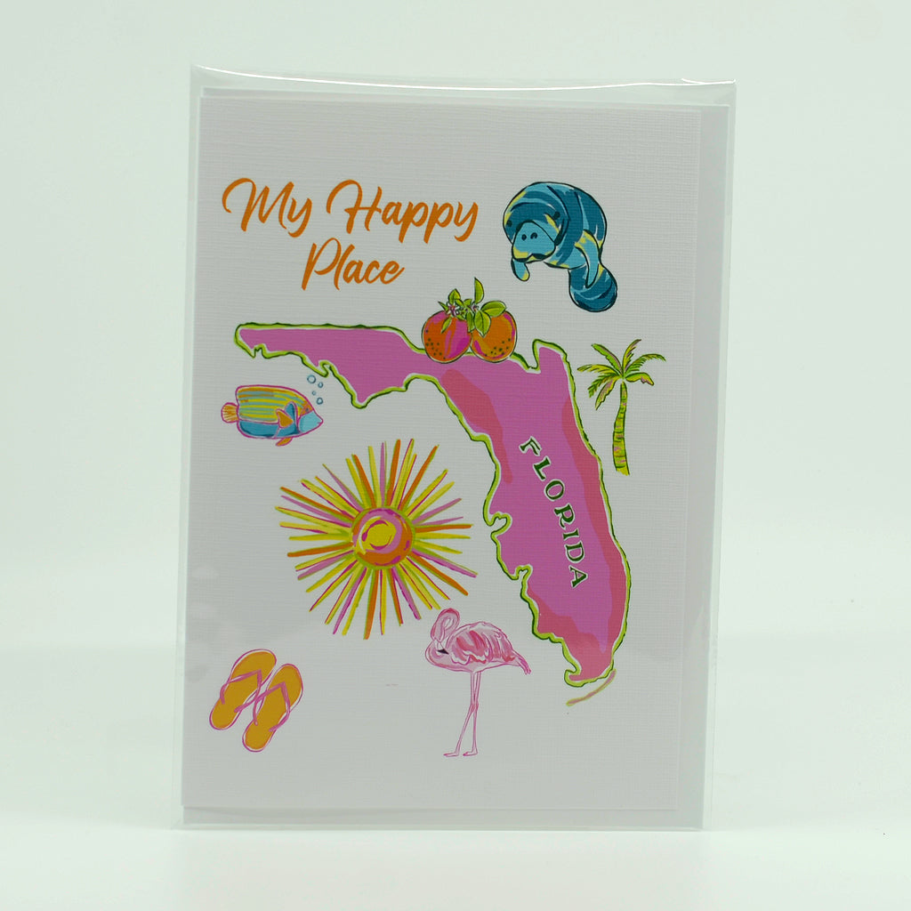 My Happy Place Florida Artwork on a 5"x7" greeting card