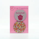 RUBBER CAR COASTERS WITH GRAPHIC OF PICKLEBALL PADDLES QUEEN