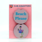 Flamingo Beach Please Rubber Car Coaster