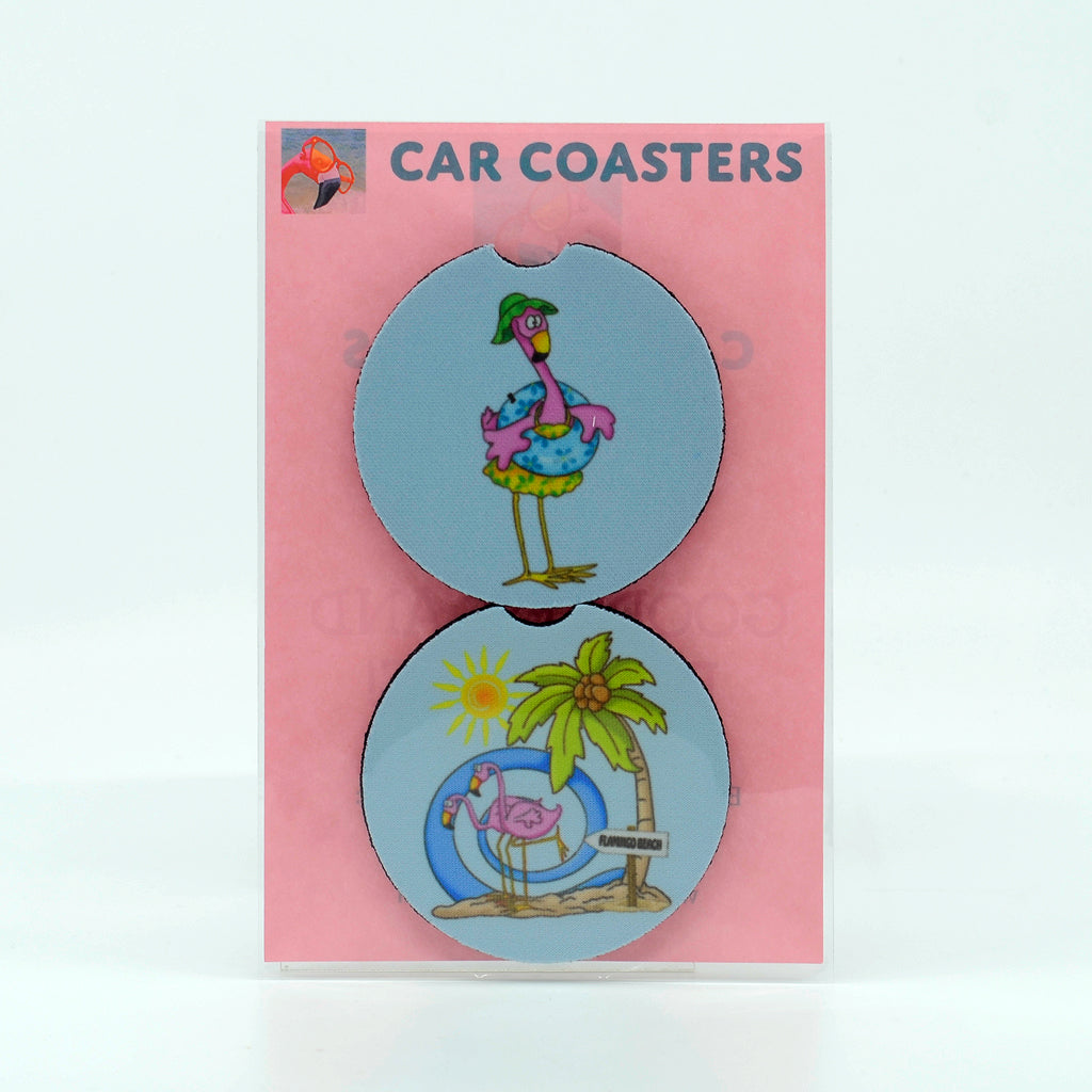 Flamingo Beach Rubber Car Coaster