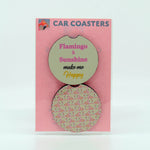 Flamingo and Sunshine make me happy rubber car coasters