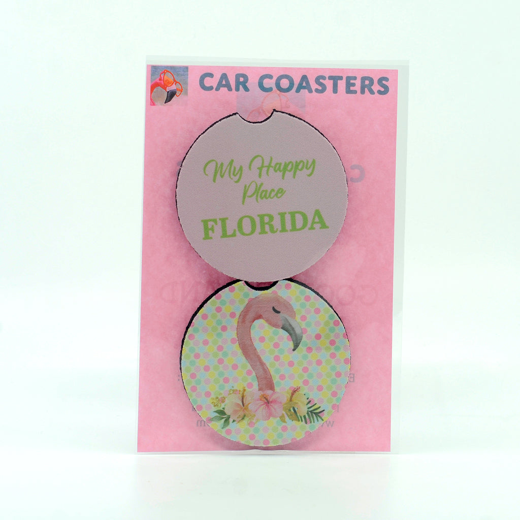 Flamingo Florida Rubber Car Coasters