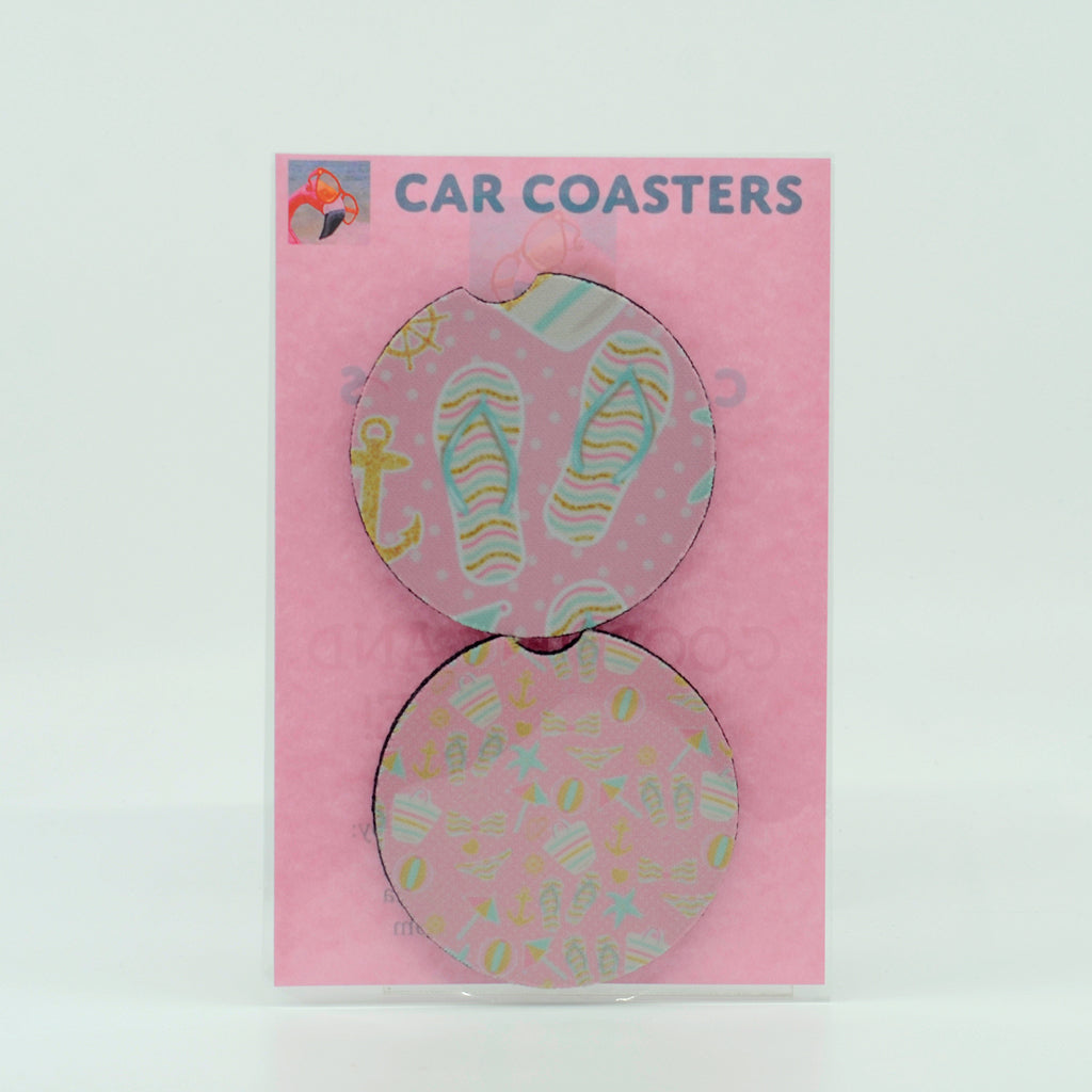 Pink Summer Rubber Car Coaster