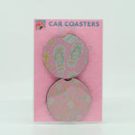 Pink Summer Rubber Car Coaster