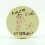 Round Rubber Home Coasters-Respect the Locals-New Smyrna Beach-Seahorse and Starfish