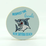Round Rubber Home Coasters-Respect the Local-New Smyrna Beach-Shark