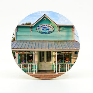 Beachside Candy in New Smyrna Beach photograph on a 4" rubber home coaster