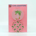 Pink Palm Trees Sandstone Car Coasters