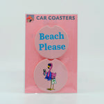 Flamingo Beach Please sandstone car coasters