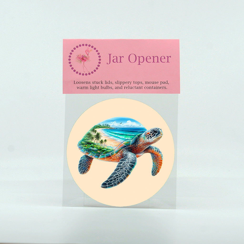 Sea Turtle Graphics on a round rubber jar opener