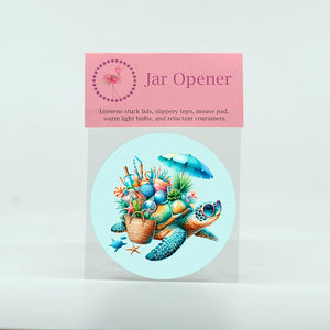 Sea Turtle Graphics on a round rubber jar opener