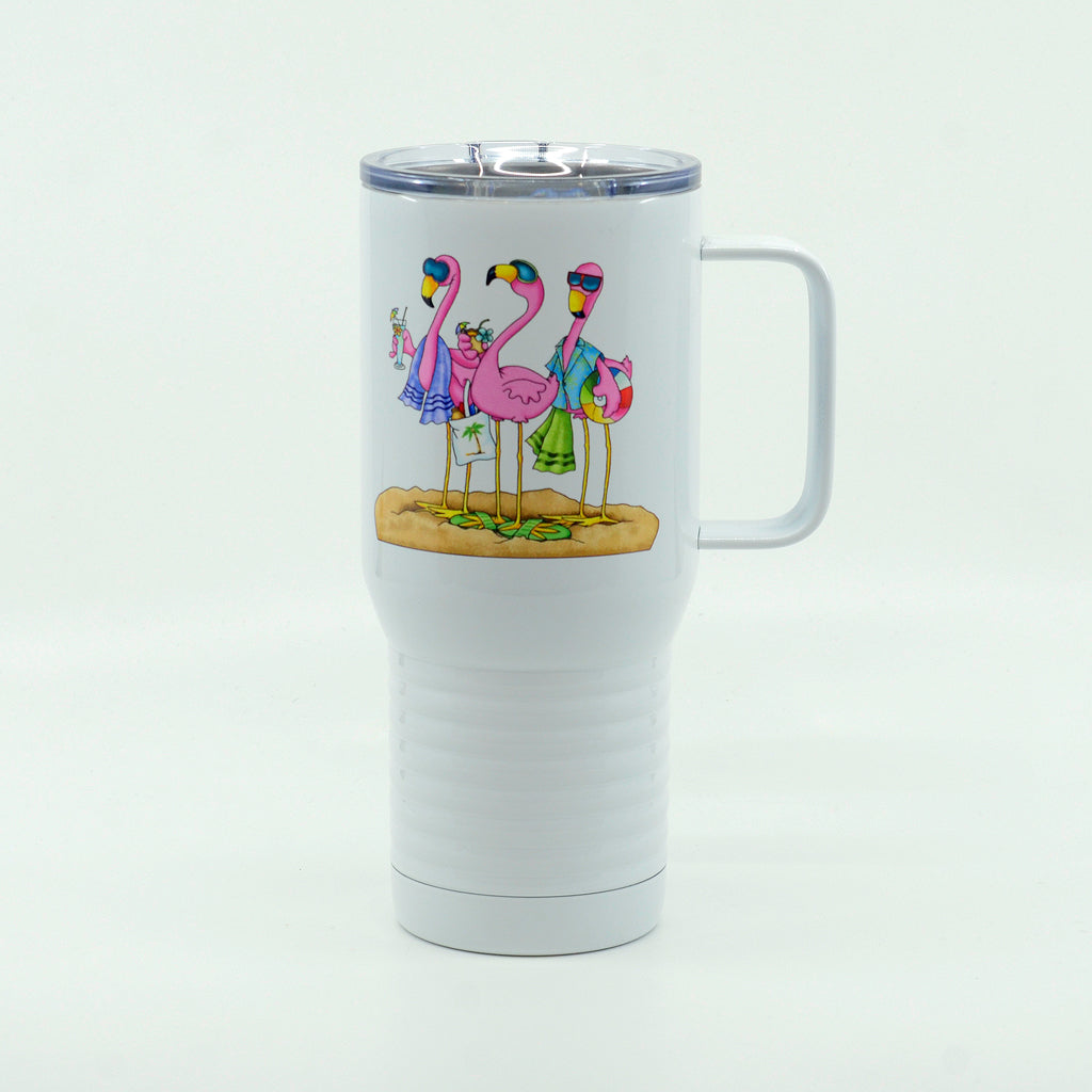 Trio Flamingo stainless steel tumbler mug