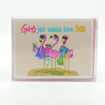 Trio Flamingo Small Notecard Set of 5 - Girls just wanna have Sun