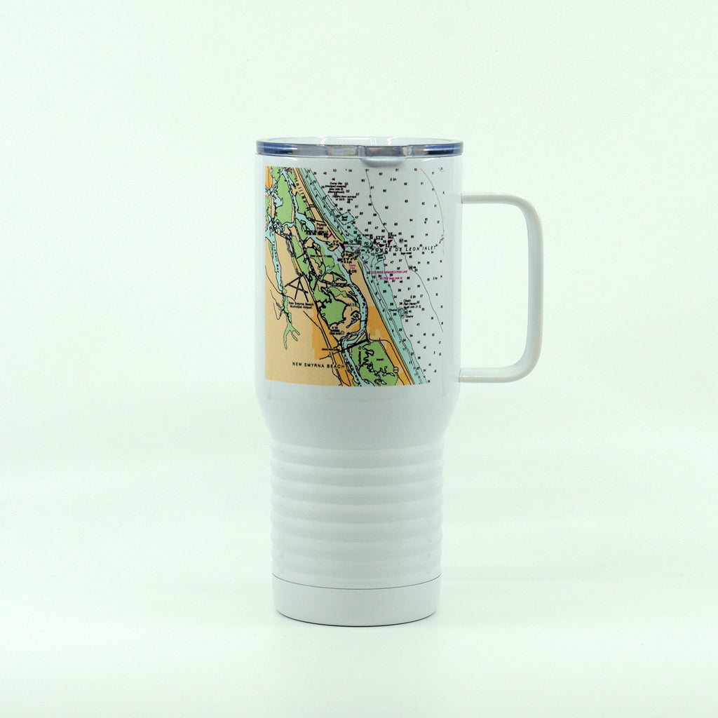 New Smyrna Beach Nautical Chart with LAT and LONG white polar camel tumbler