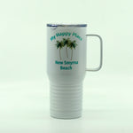 My Happy Place New Smyrna Beach white polar camel tumbler with handlle