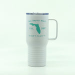 New Smyrna Beach LAT LONG Florida State white polar camel tumbler with handle