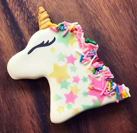 4" Unicorn Head Cookie Cutter Decorated Cookie