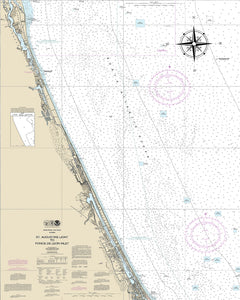 NOAA Nautical Chart from St. Augustine to Ponce Inlet in Florida on luster photographic paper (8" x 10")