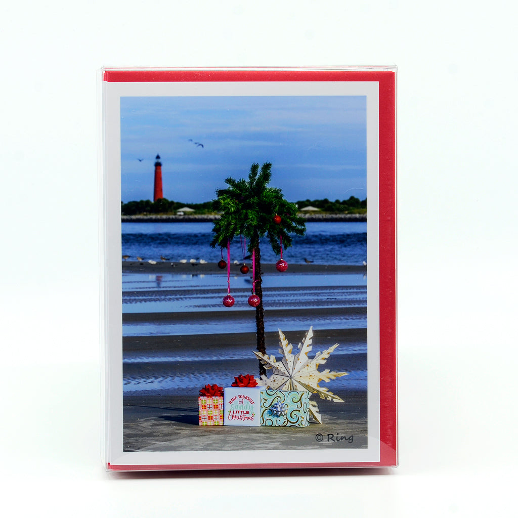 2022 New Smyrna Beach Christmas Notecard with  Ponce Inlet Lighthouse in background