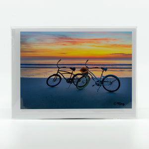 Beach Cruisers on the beach glossy photographic notecard