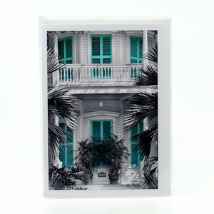 Tropical Retreat House in Key West photograph on a glossy greeting card 5" x 7"