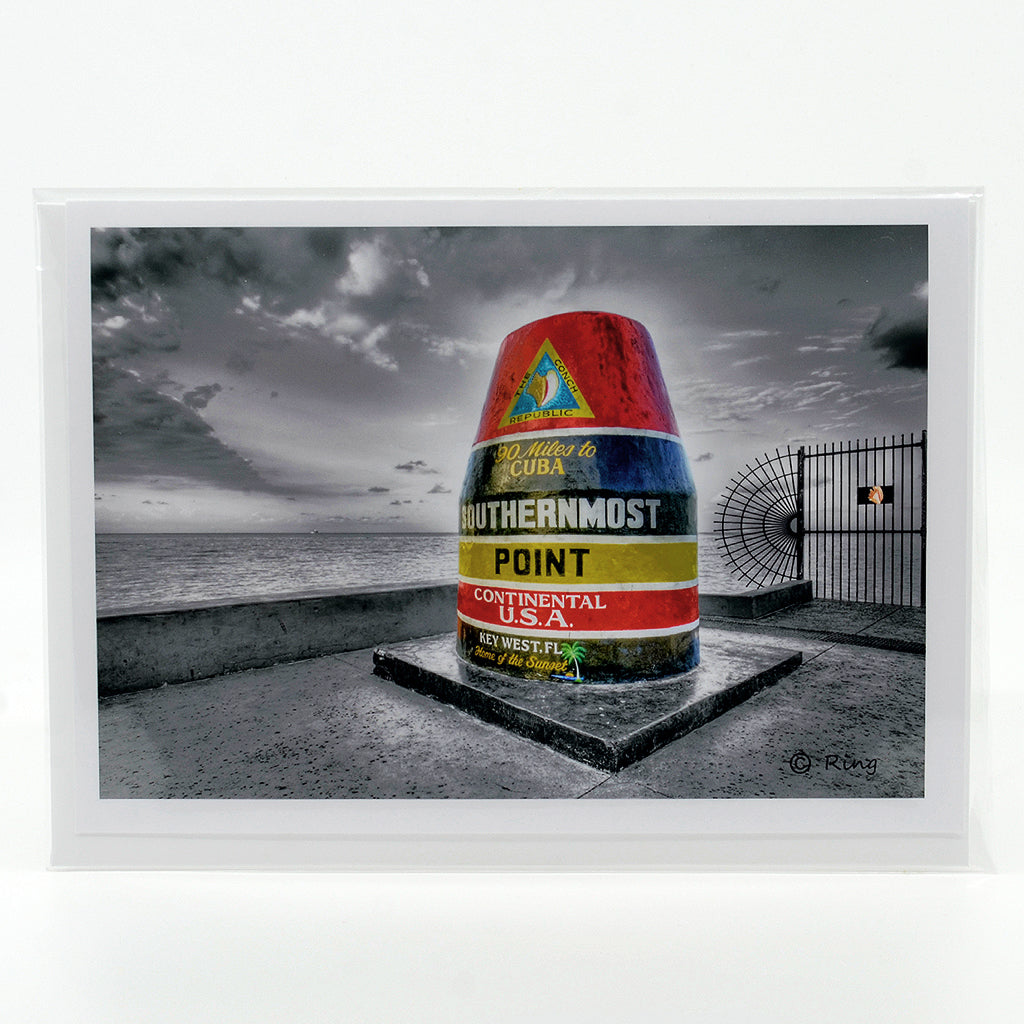 Southernmost Point in Key West photograph on a glossy greeting card 5" x 7"