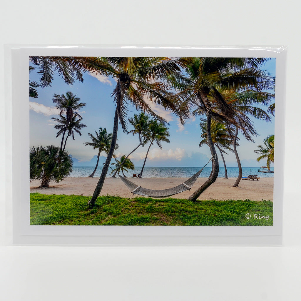 Hammock by the Sea in the Florida Keys photograph on a glossy greeting card 5" x 7"