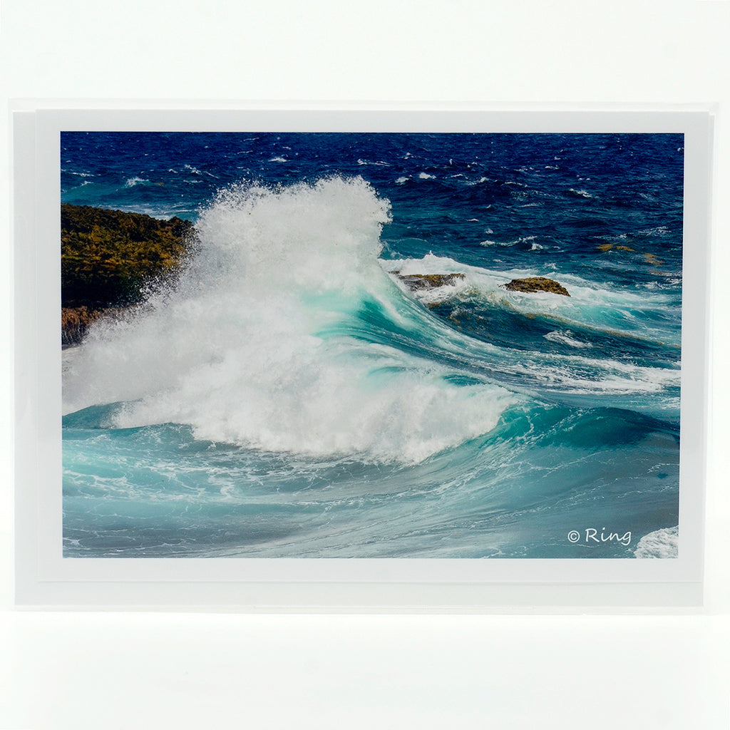 ocean wave crashing the shore on a 5"x7" glossy greeting card